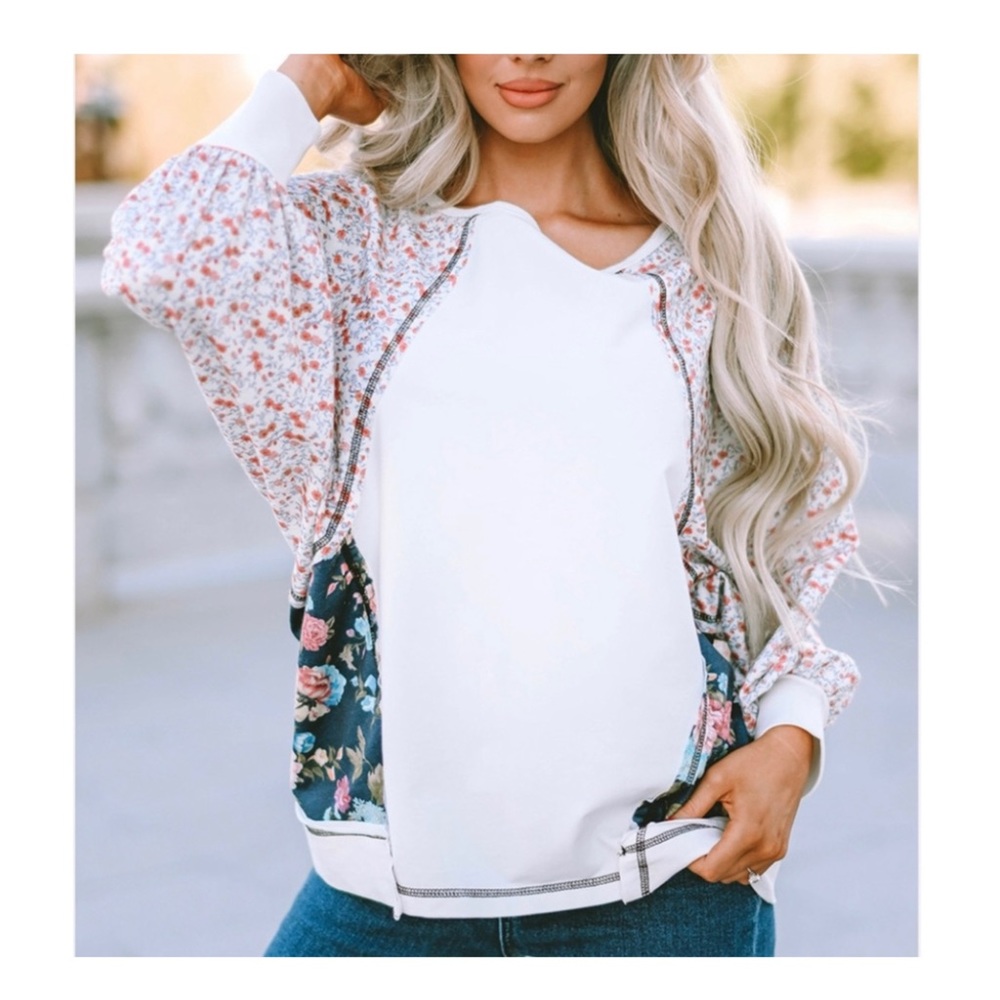 Dolman Sleeve Floral  Patchwork Top